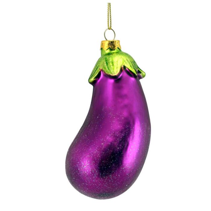 Gisela Graham Purple Glass Aubergine Decoration-2
